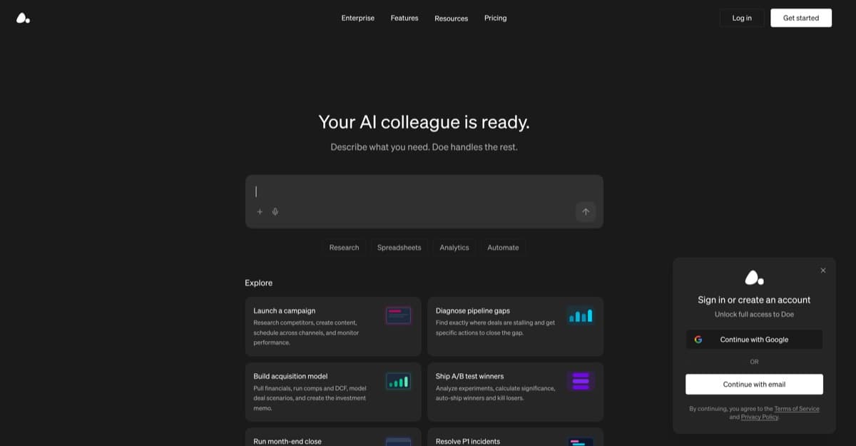 Doe - AI agents screenshot